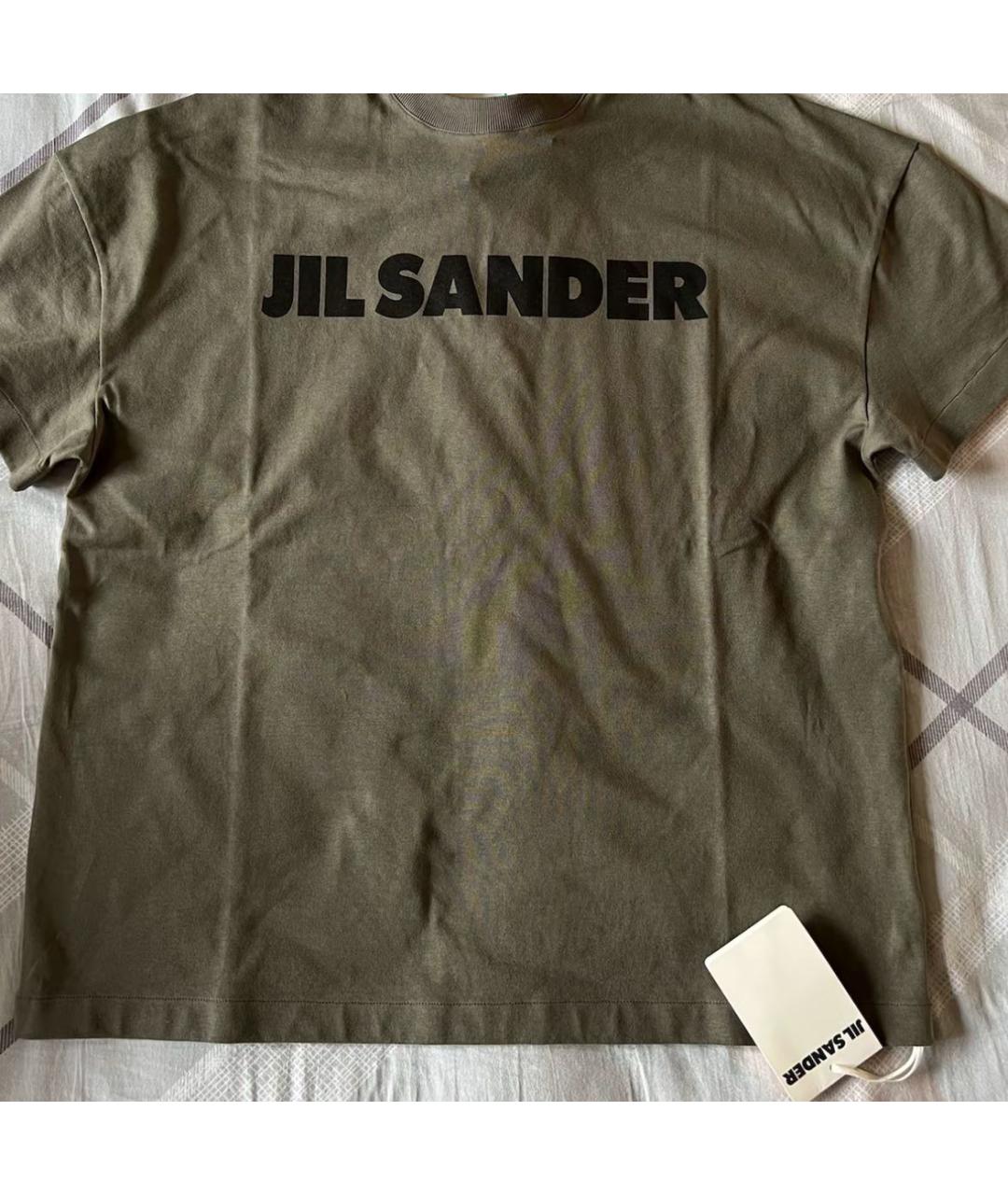 JIL SANDER Хаки хлопковая футболка, фото 8