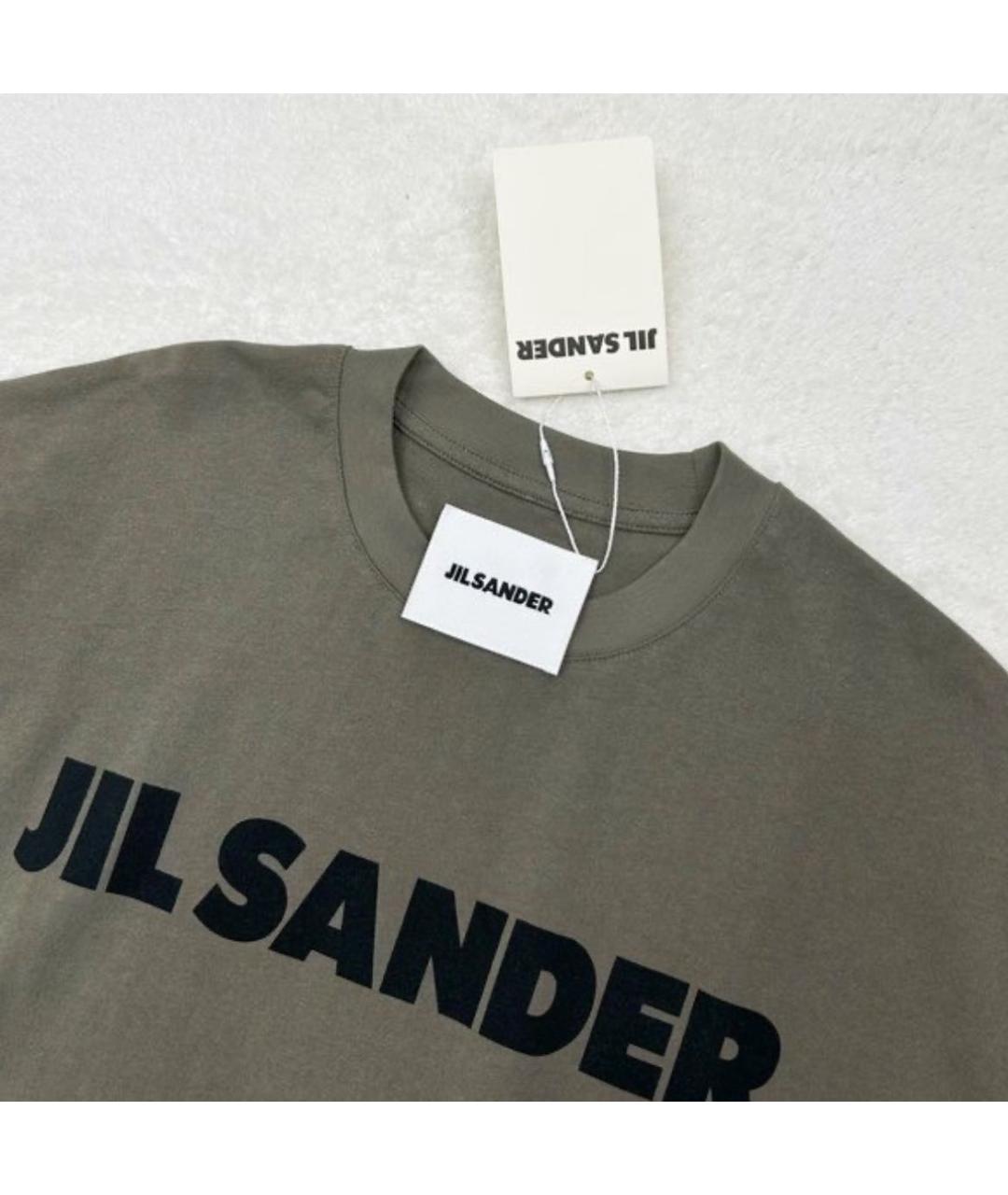 JIL SANDER Хаки хлопковая футболка, фото 7