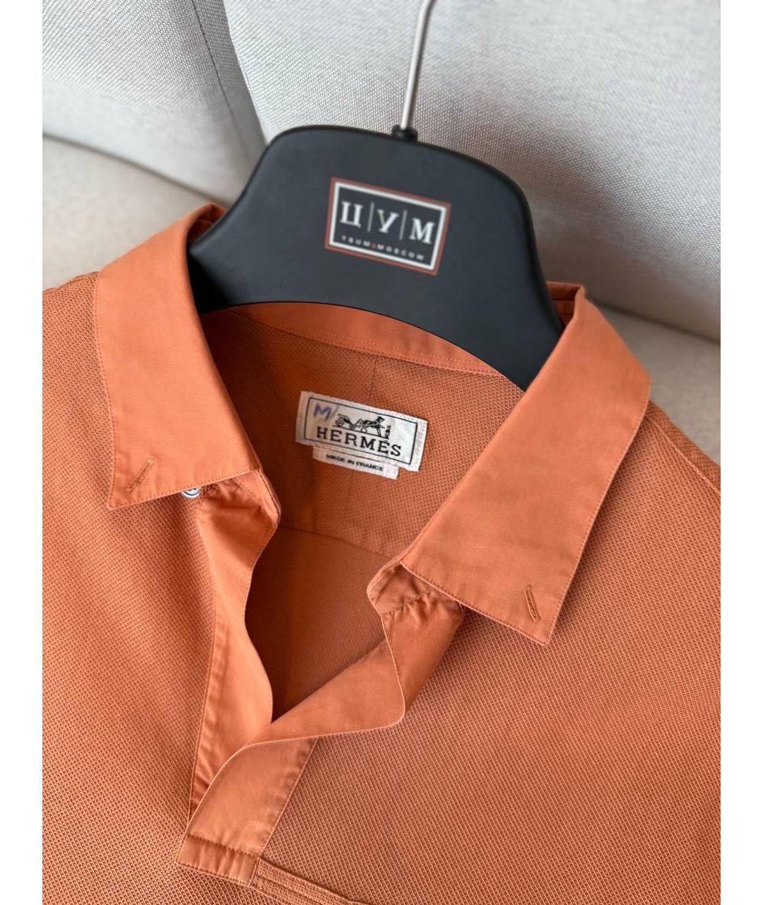 HERMES Оранжевое хлопковое поло с коротким рукавом, фото 5