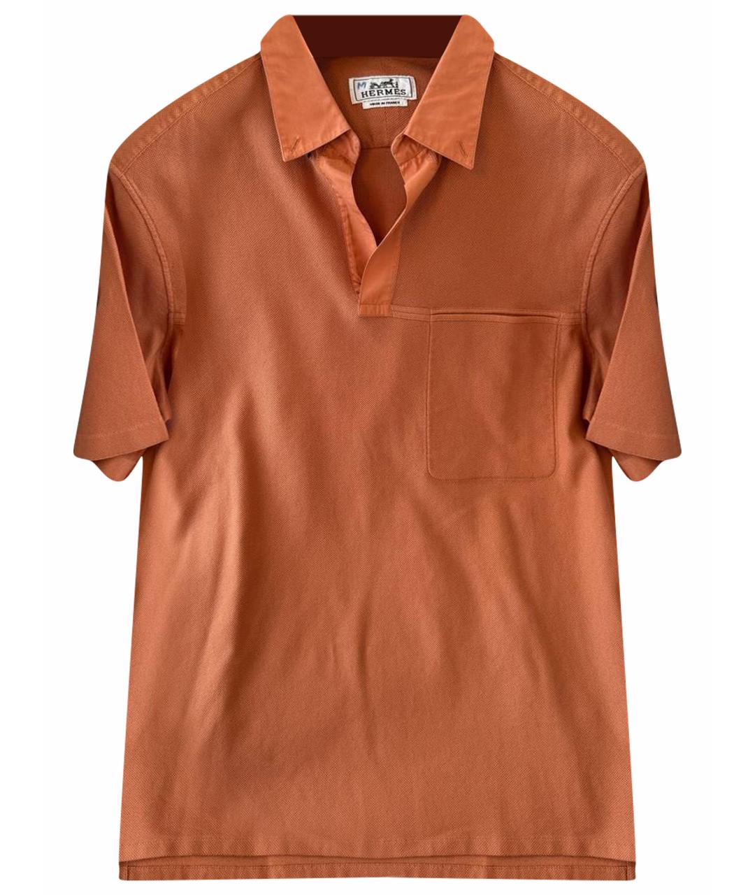 HERMES Оранжевое хлопковое поло с коротким рукавом, фото 1