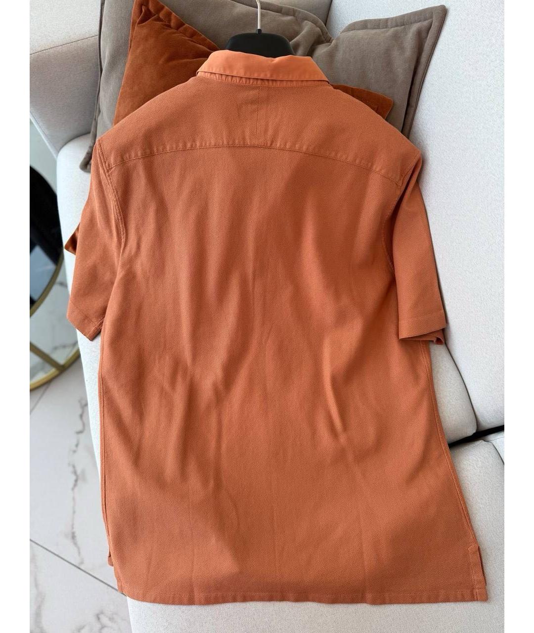 HERMES Оранжевое хлопковое поло с коротким рукавом, фото 2