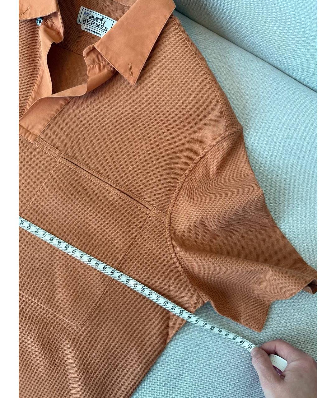 HERMES Оранжевое хлопковое поло с коротким рукавом, фото 6