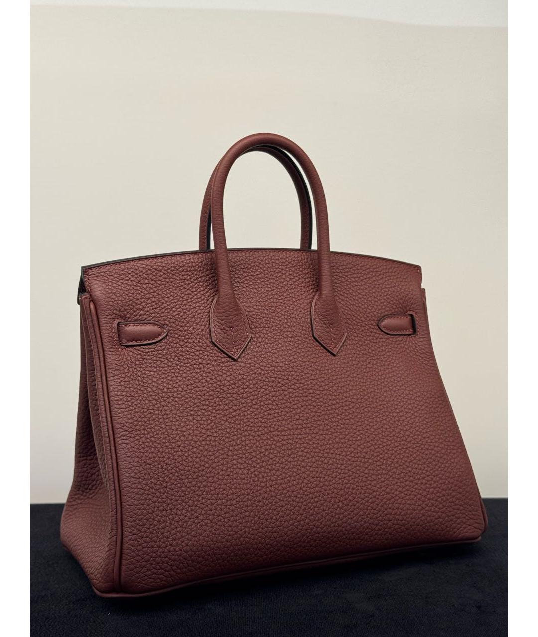 HERMES Бордовая кожаная сумка с короткими ручками, фото 7