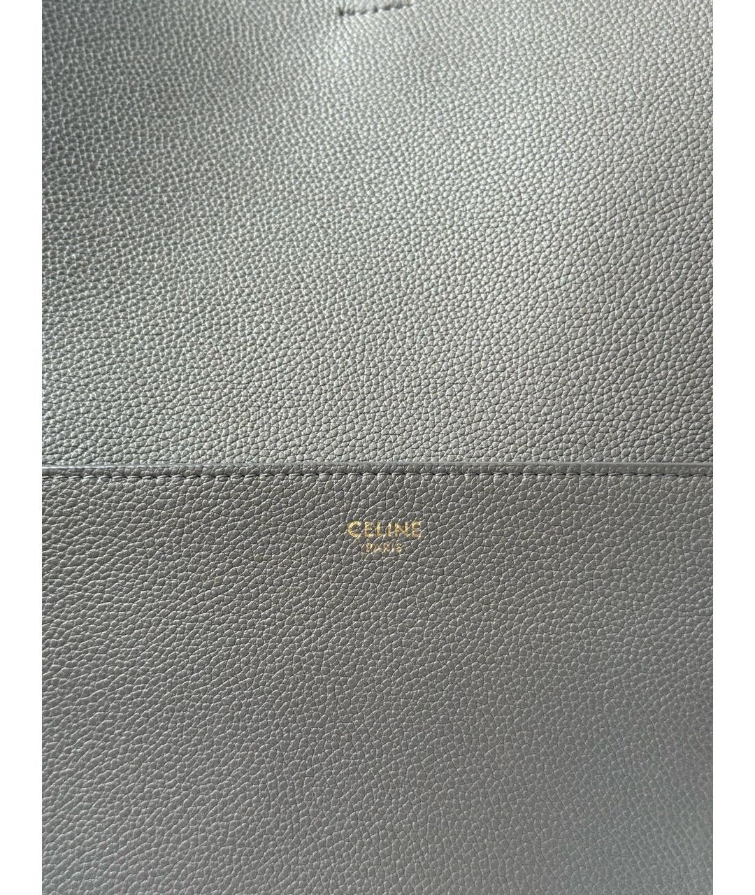 CELINE Серая кожаная сумка тоут, фото 7
