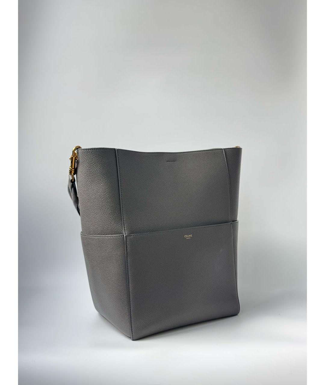 CELINE Серая кожаная сумка тоут, фото 2