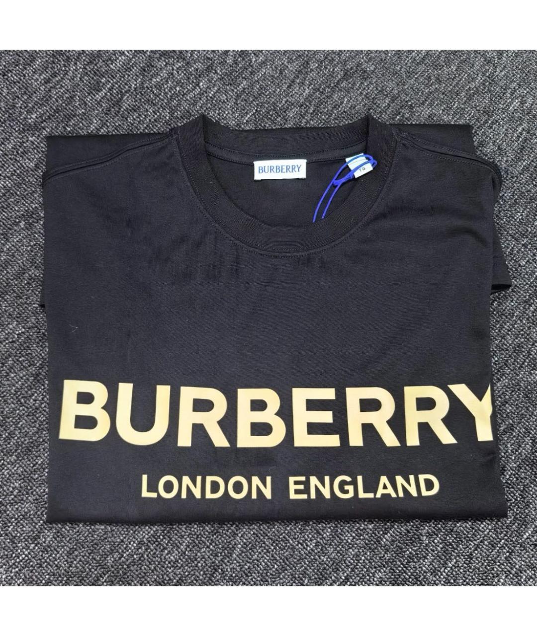 BURBERRY Черная хлопковая футболка, фото 5