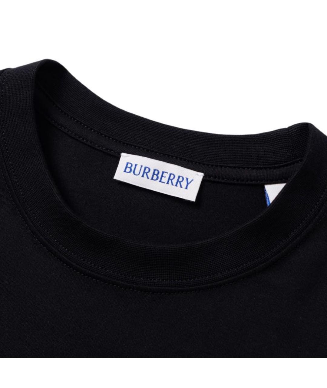 BURBERRY Черная хлопковая футболка, фото 3