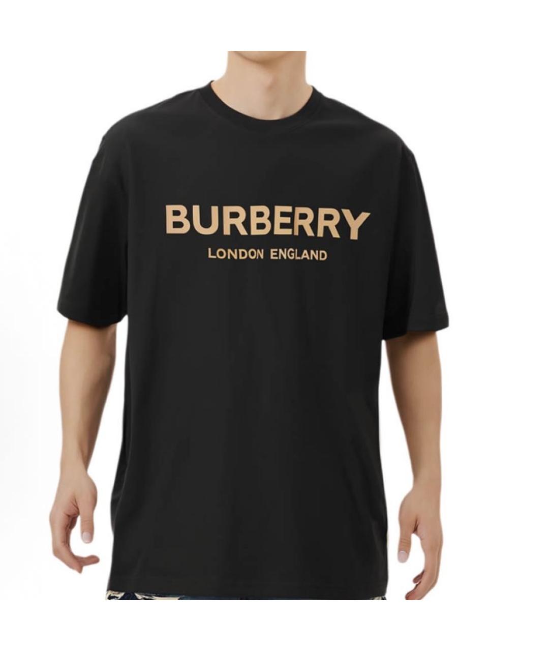 BURBERRY Черная хлопковая футболка, фото 4