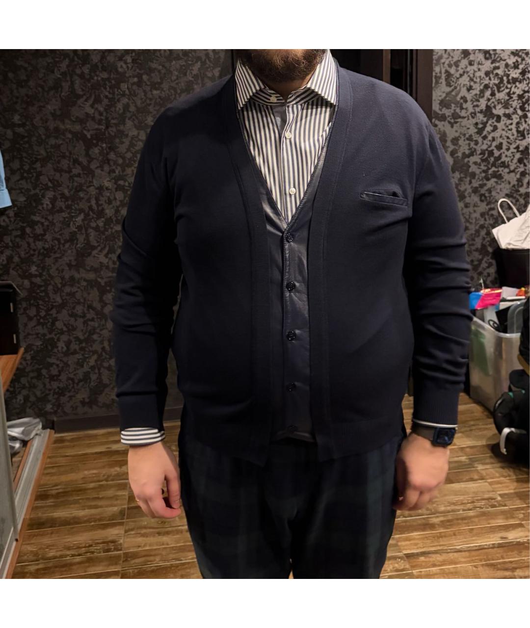 ZILLI Темно-синий кашемировый кардиган, фото 2