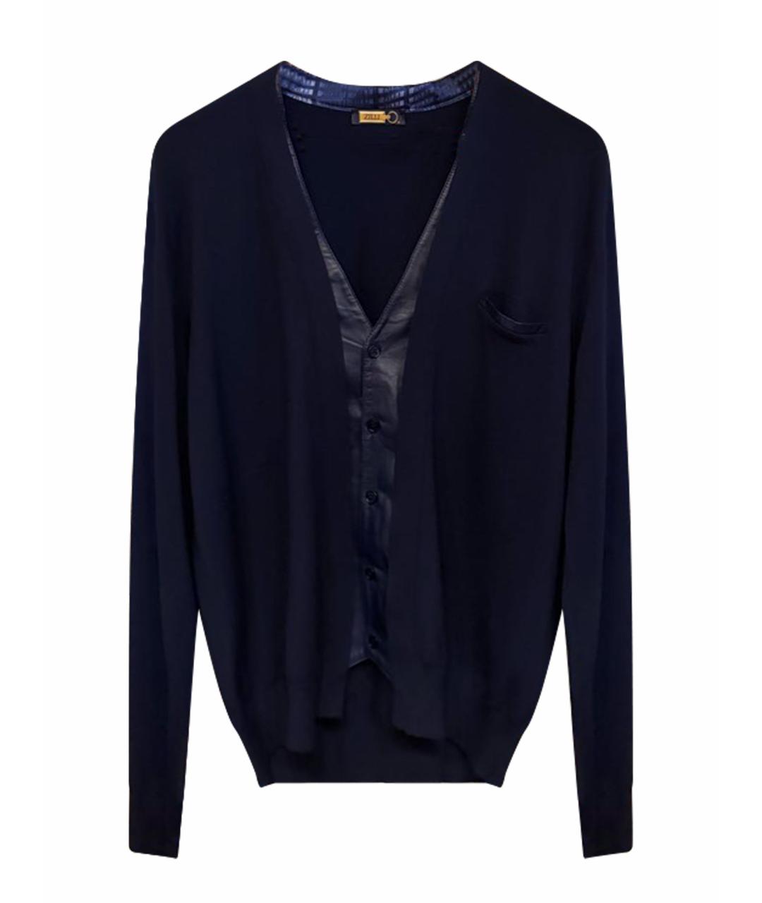 ZILLI Темно-синий кашемировый кардиган, фото 1
