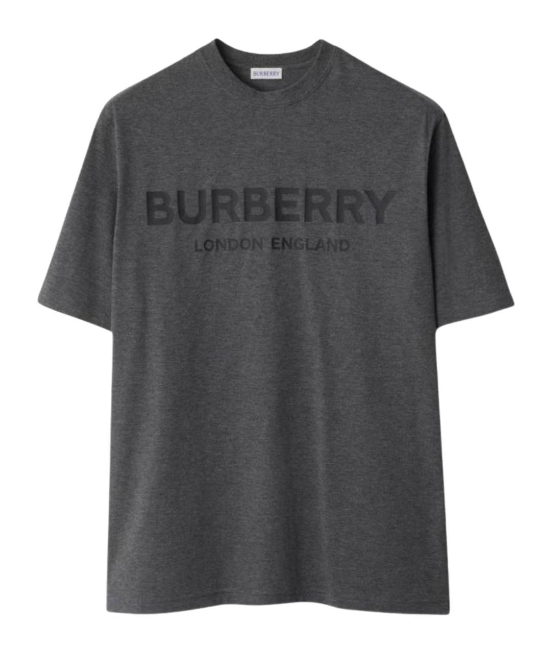 BURBERRY Серая хлопковая футболка, фото 1