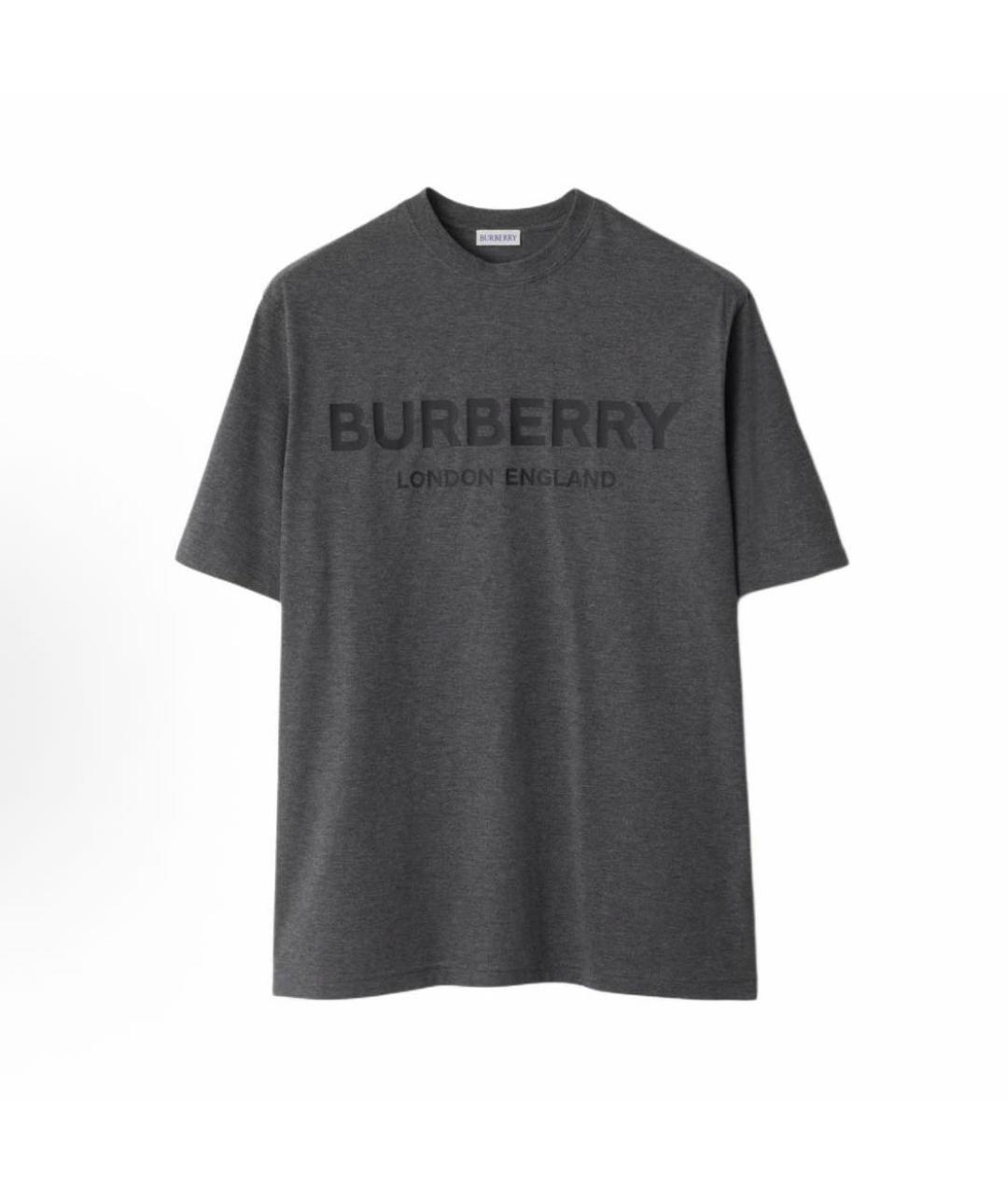 BURBERRY Серая хлопковая футболка, фото 9
