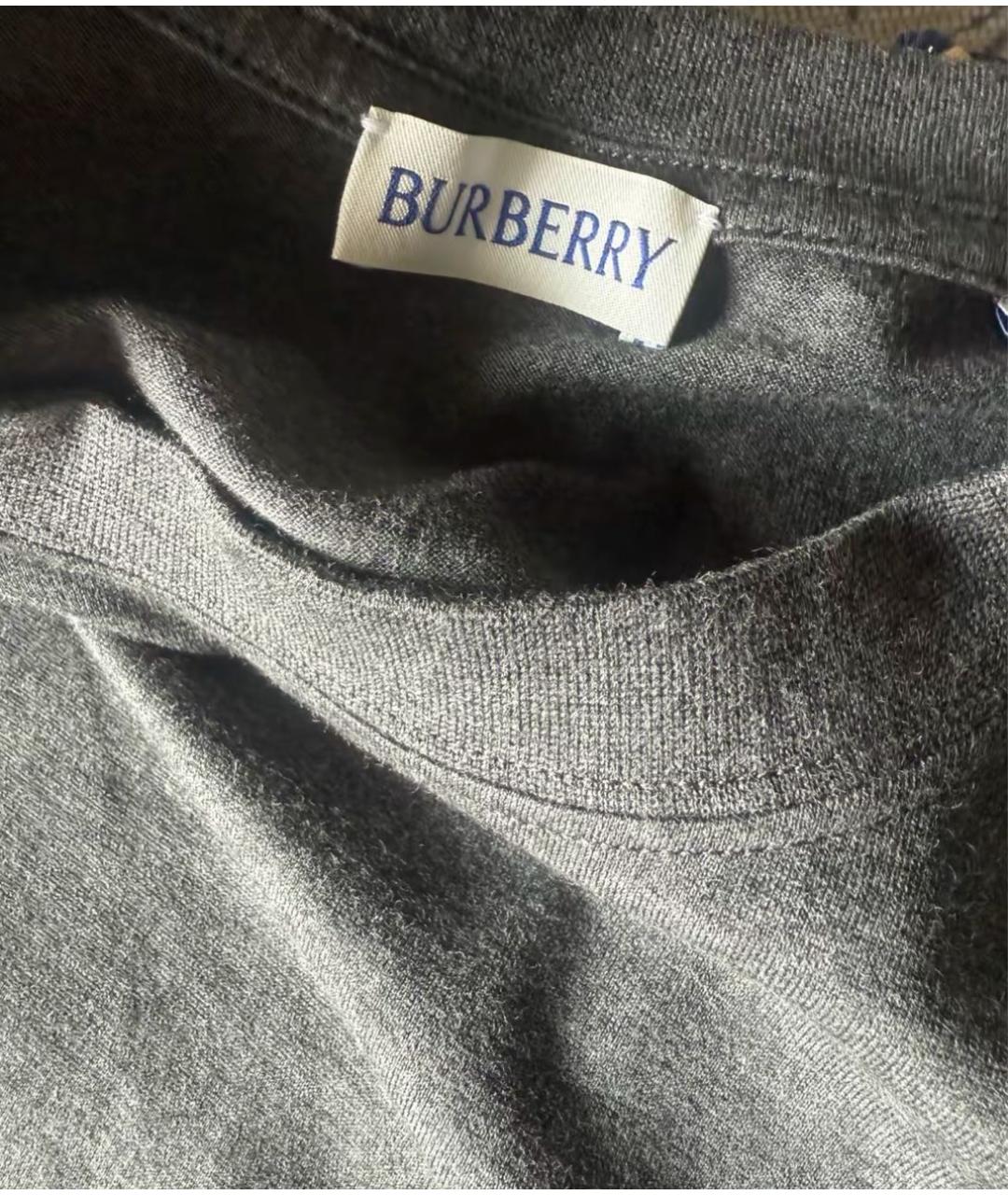 BURBERRY Серая хлопковая футболка, фото 5