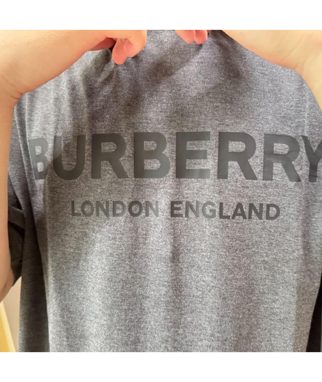 BURBERRY Серая хлопковая футболка, фото 8