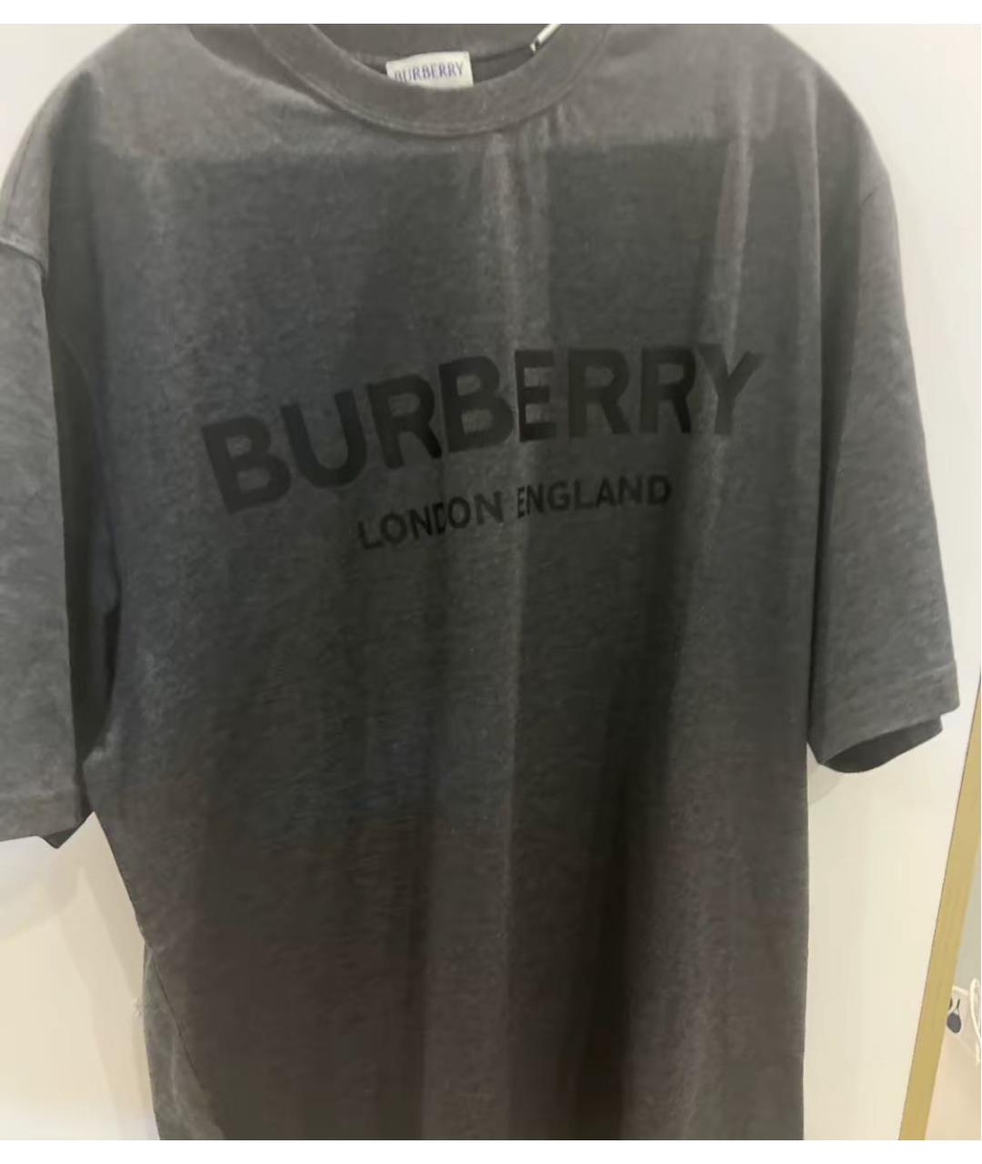 BURBERRY Серая хлопковая футболка, фото 6