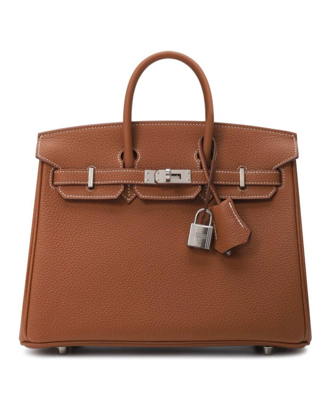 HERMES Коричневая кожаная сумка с короткими ручками, фото 9