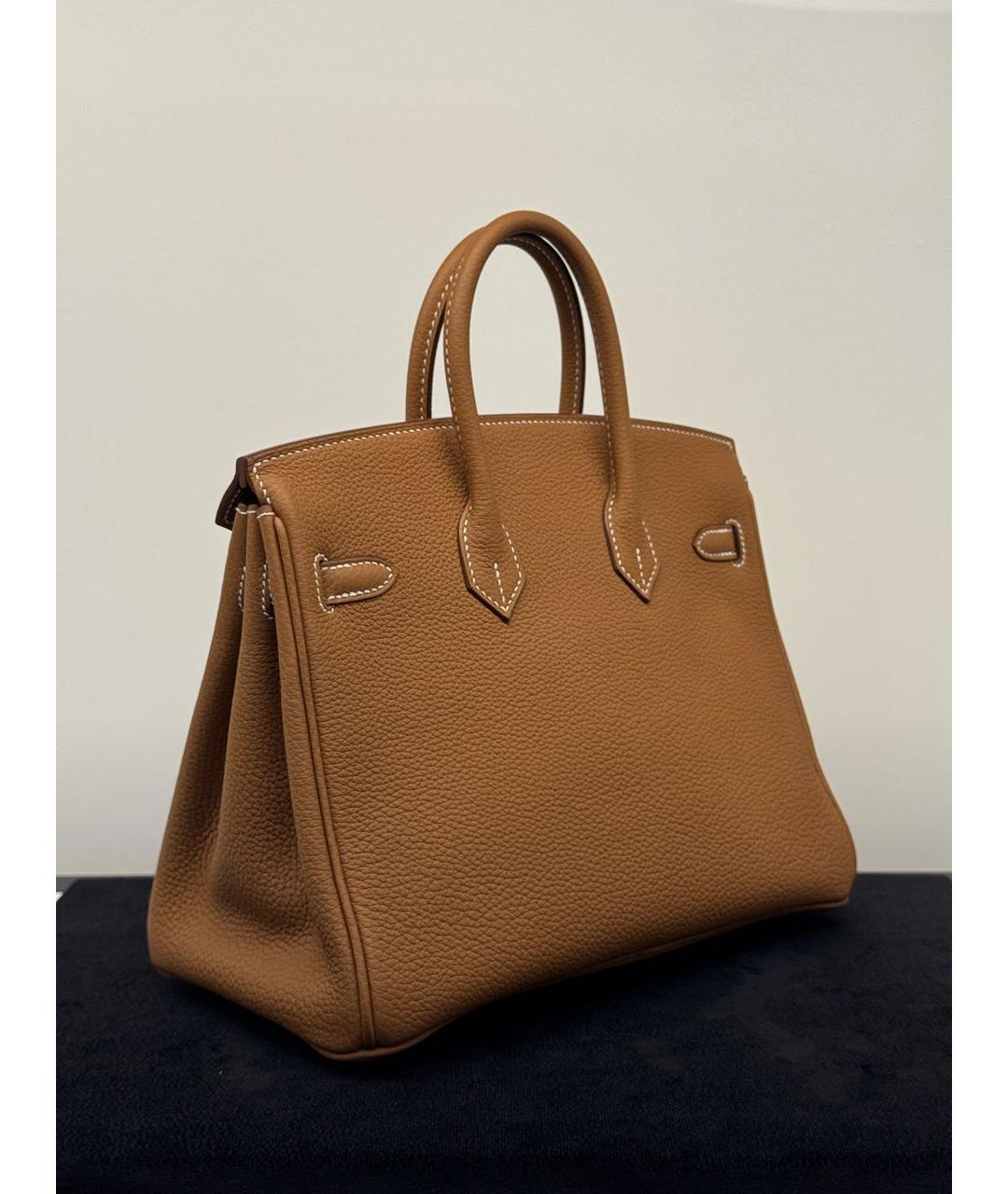 HERMES Коричневая кожаная сумка с короткими ручками, фото 7