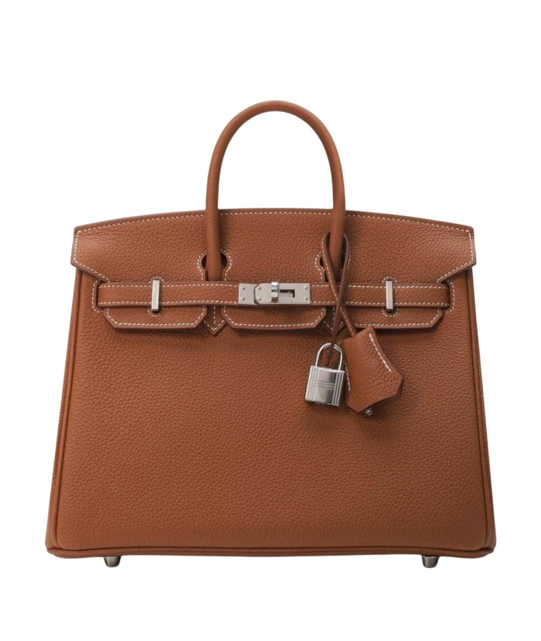 HERMES Коричневая кожаная сумка с короткими ручками, фото 1