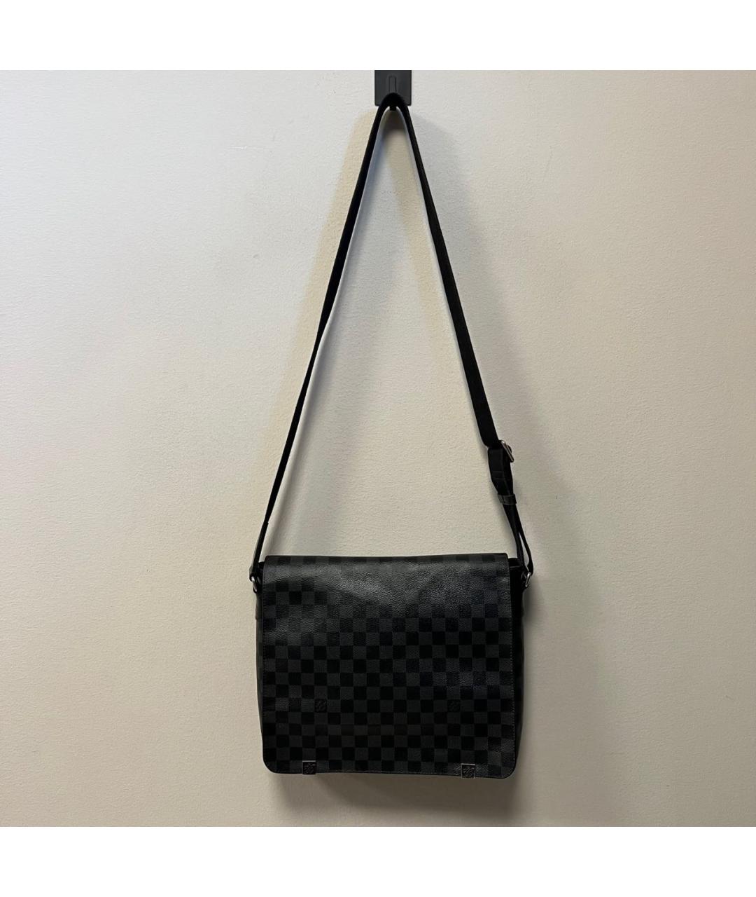 LOUIS VUITTON Антрацитовая кожаная сумка на плечо, фото 5