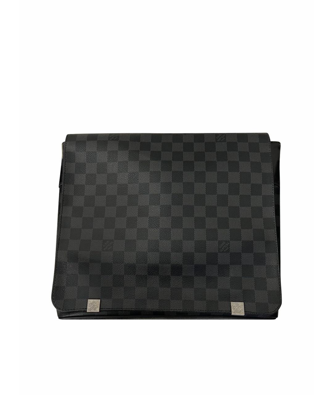 LOUIS VUITTON Антрацитовая кожаная сумка на плечо, фото 1