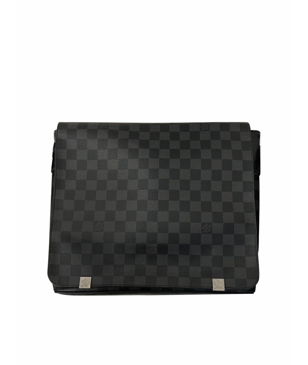 LOUIS VUITTON Антрацитовая кожаная сумка на плечо, фото 8