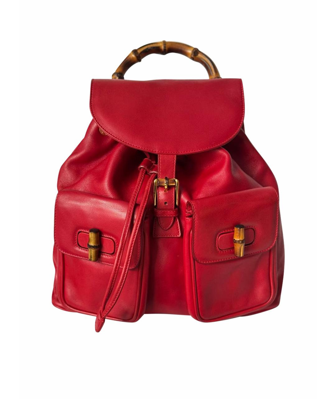 GUCCI Красный кожаный рюкзак, фото 1