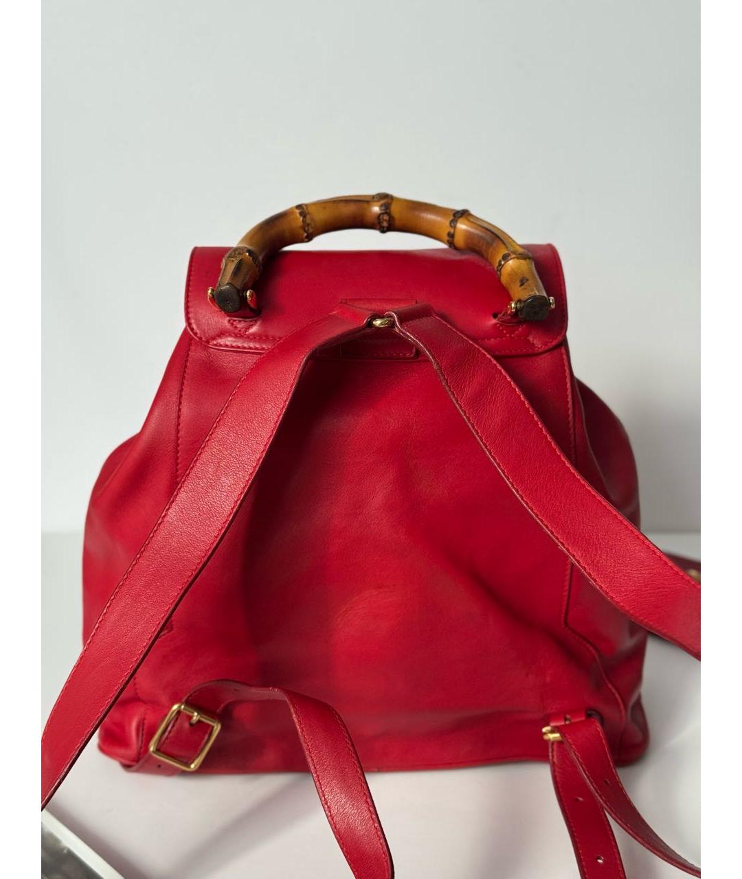 GUCCI Красный кожаный рюкзак, фото 4