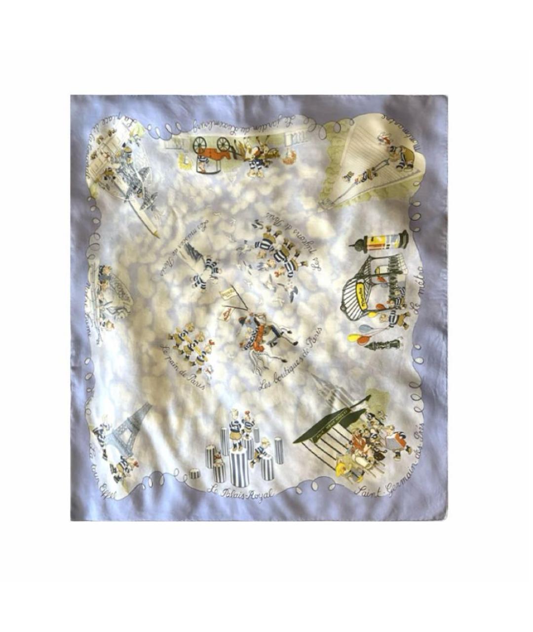 HERMES Голубой шелковый платок, фото 8