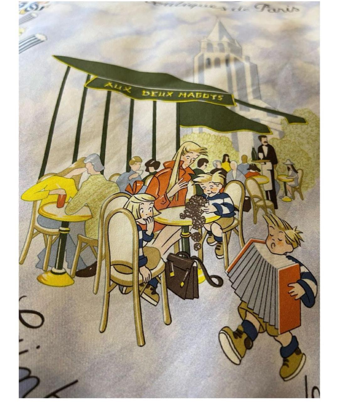 HERMES Голубой шелковый платок, фото 3