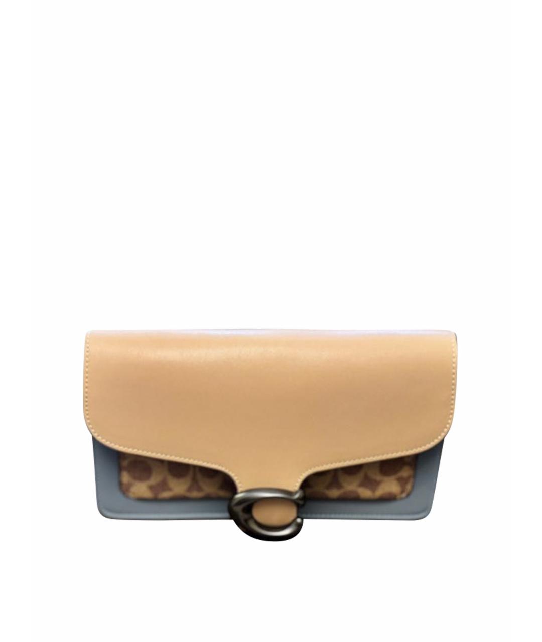 COACH Бежевая кожаная сумка с короткими ручками, фото 1