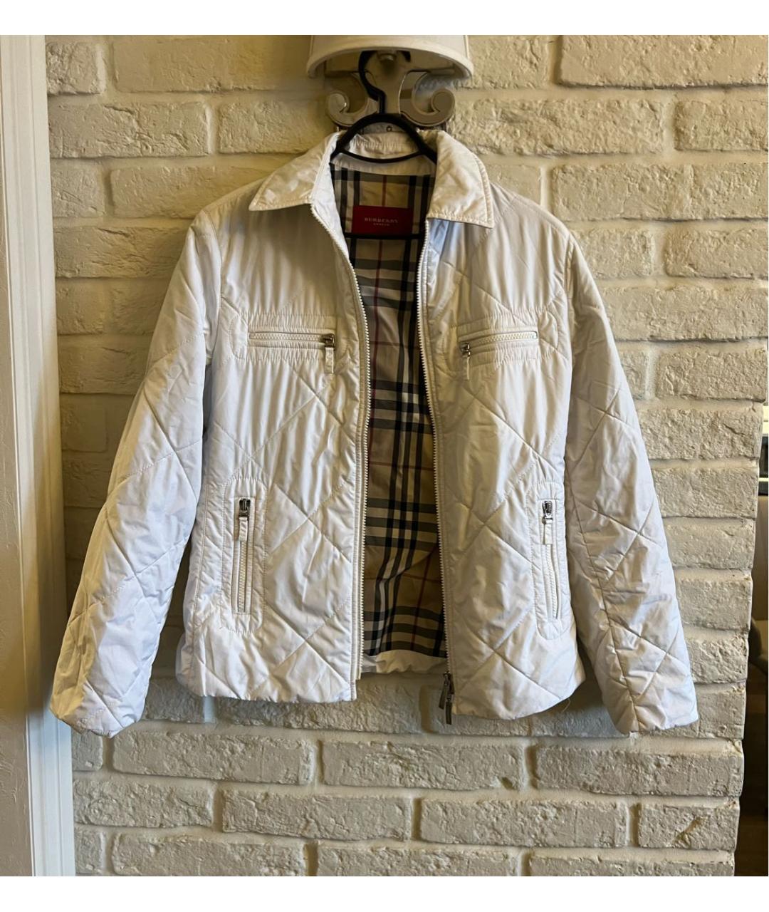 BURBERRY Белая полиэстеровая куртка, фото 8