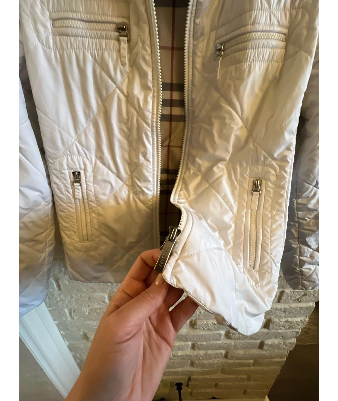BURBERRY Белая полиэстеровая куртка, фото 4