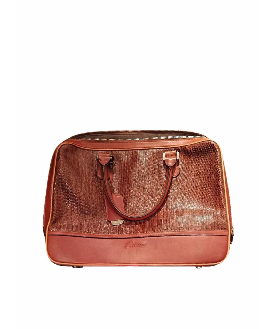 BRIONI Оранжевый кожаный портфель, фото 1