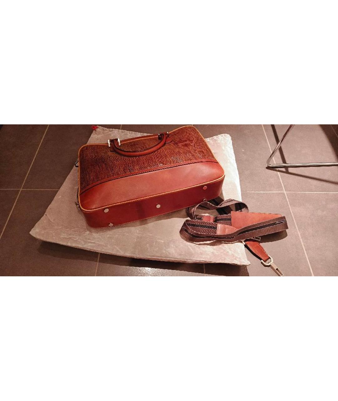 BRIONI Оранжевый кожаный портфель, фото 3