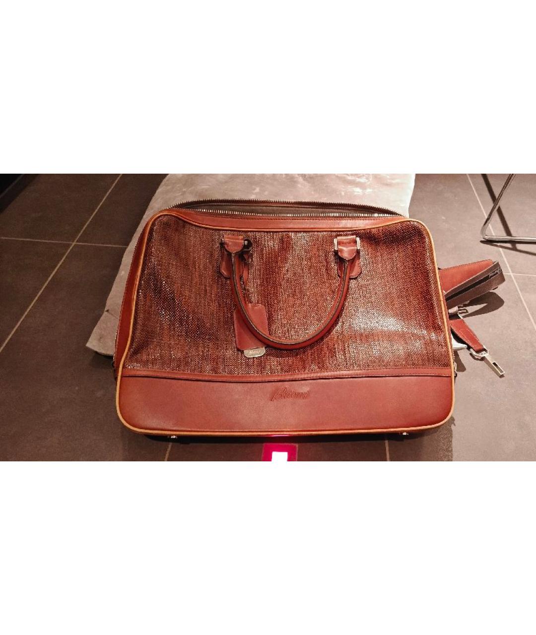 BRIONI Оранжевый кожаный портфель, фото 2