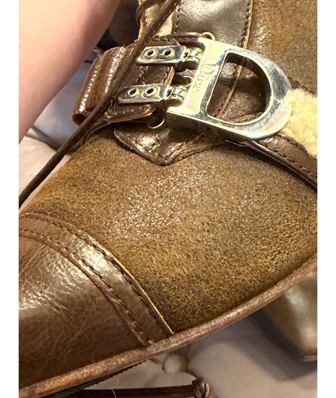 CHRISTIAN DIOR Коричневые кожаные сапоги, фото 8