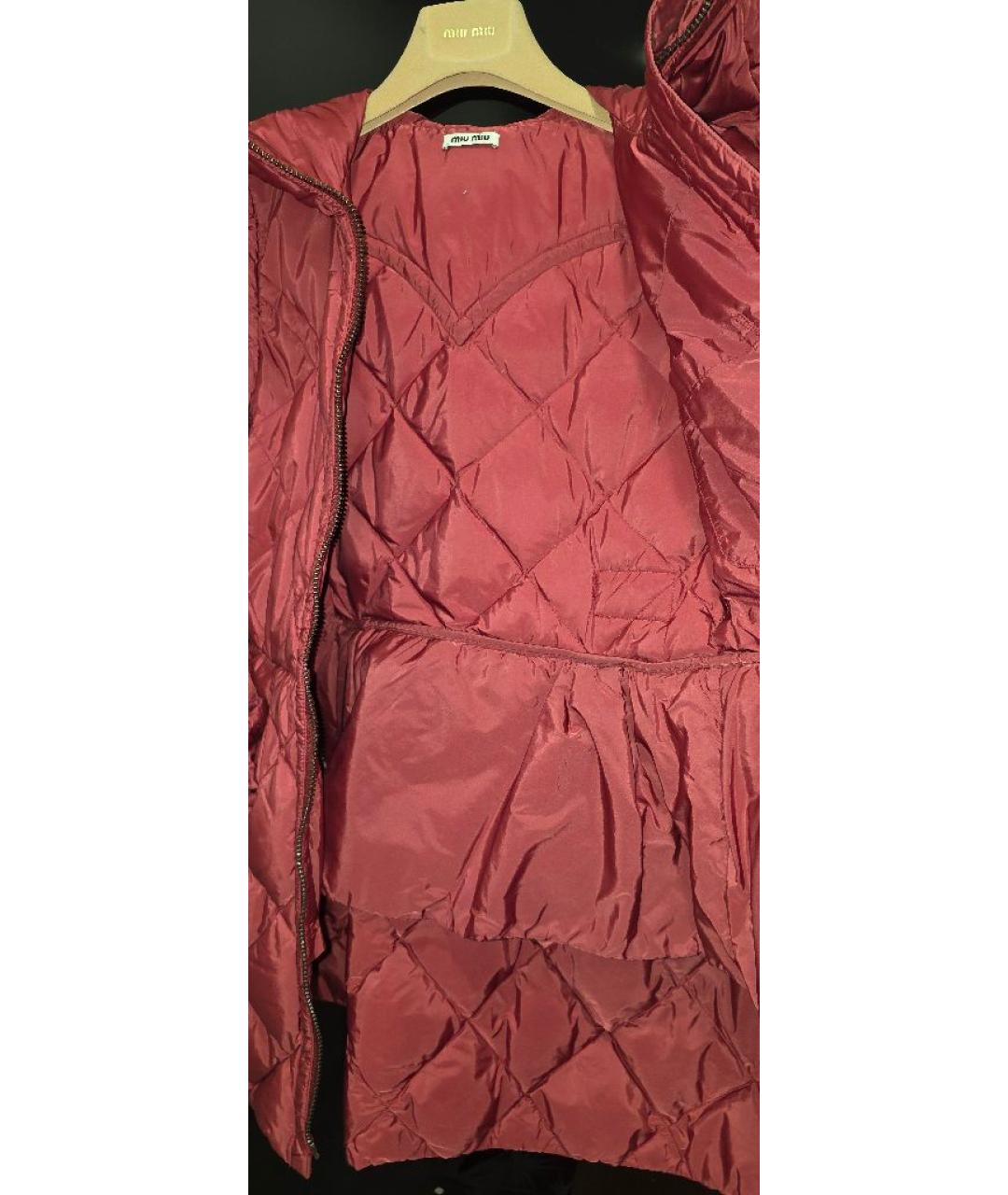 MIU MIU Коралловое полиэстеровое пальто, фото 3