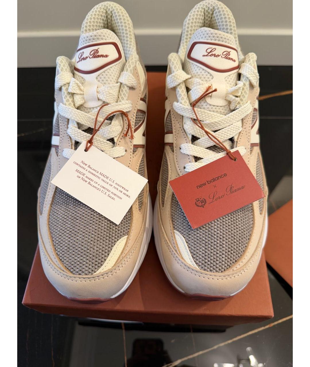LORO PIANA Бежевые замшевые низкие кроссовки / кеды, фото 6
