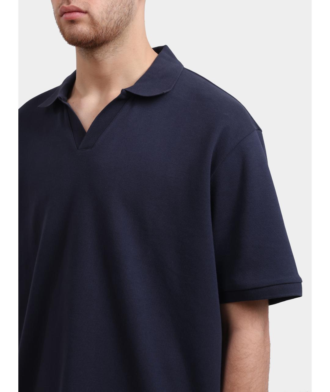 HUGO Синее хлопковое поло с коротким рукавом, фото 2