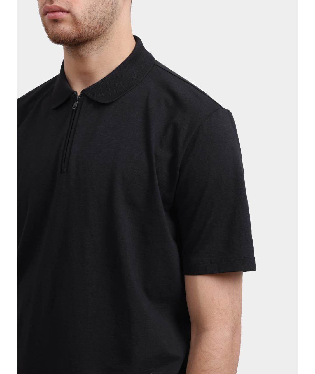 HUGO Черное хлопковое поло с коротким рукавом, фото 4