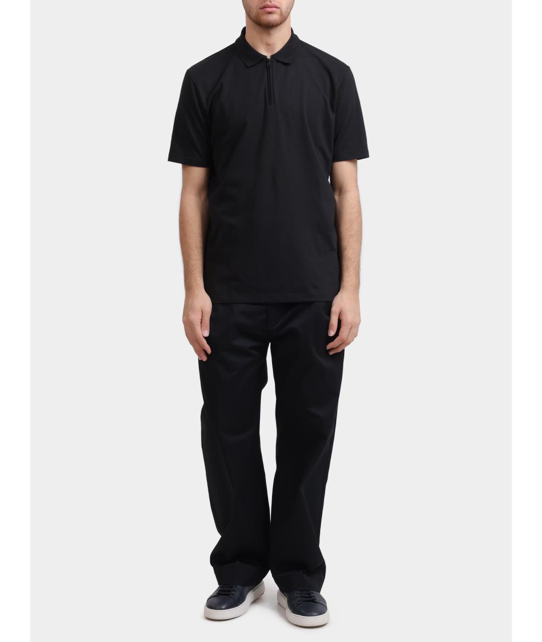 HUGO Черное хлопковое поло с коротким рукавом, фото 2