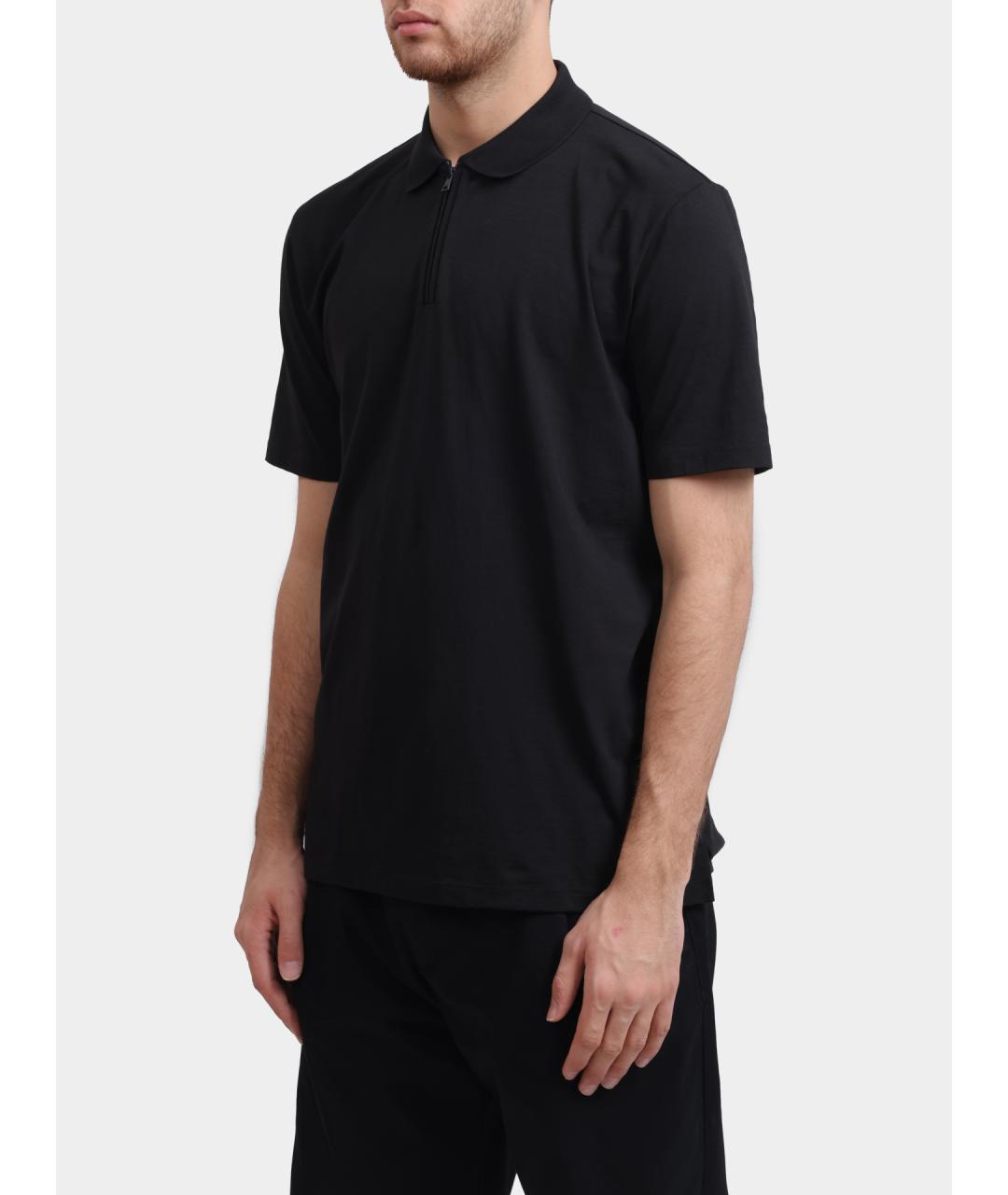 HUGO Черное хлопковое поло с коротким рукавом, фото 3