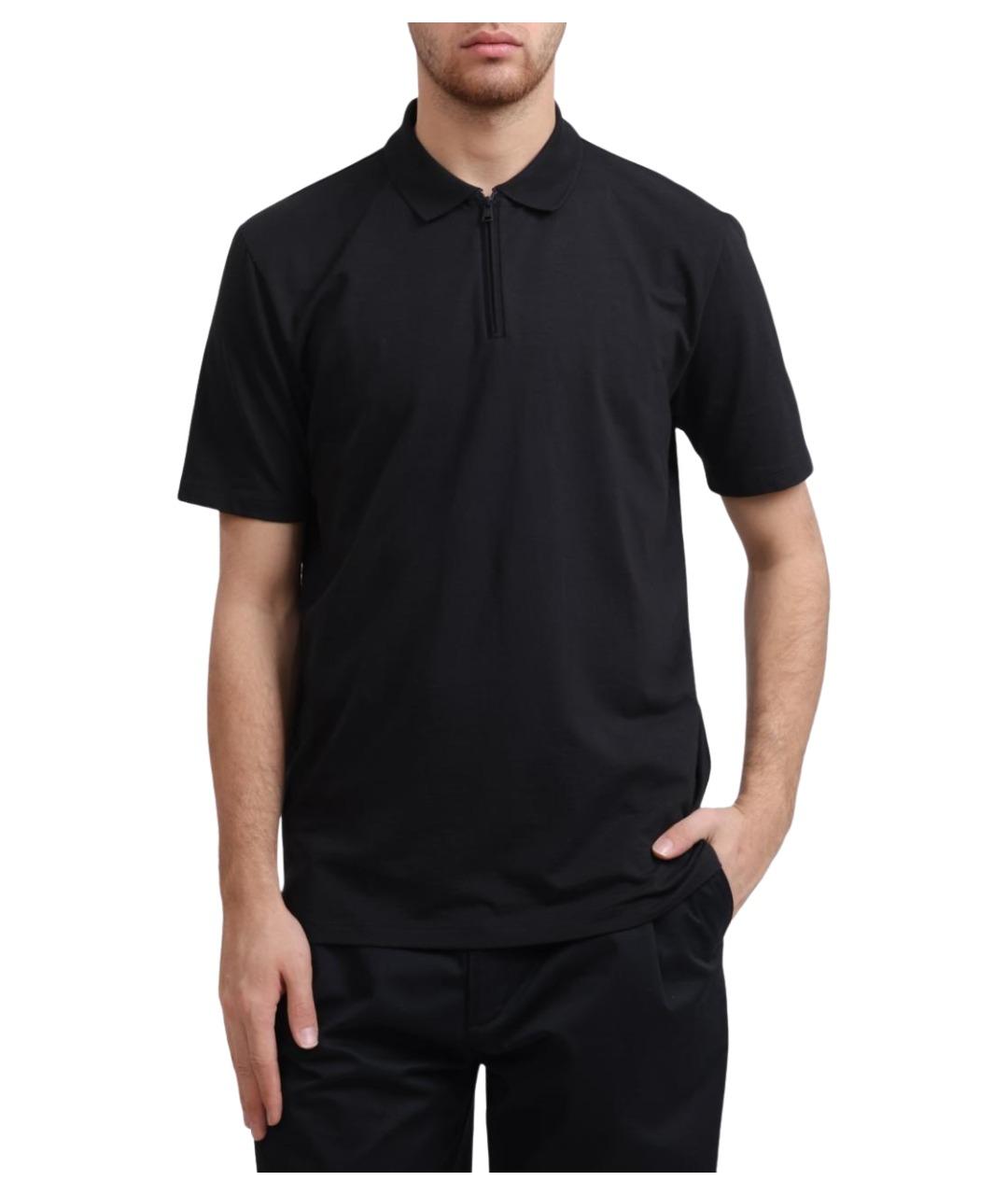 HUGO Черное хлопковое поло с коротким рукавом, фото 1