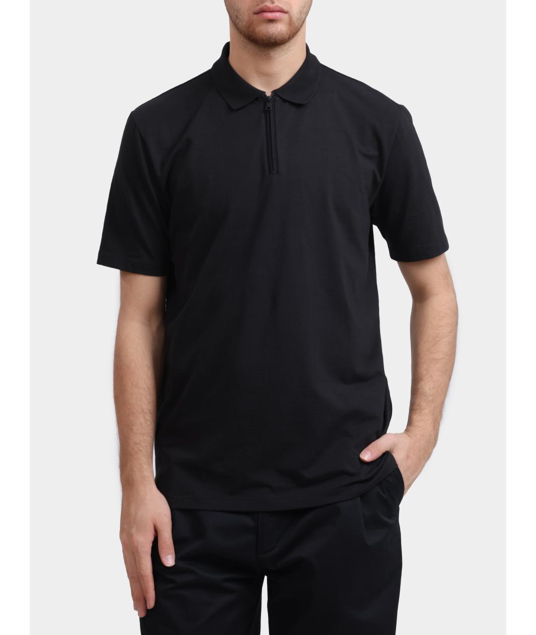 HUGO Черное хлопковое поло с коротким рукавом, фото 6