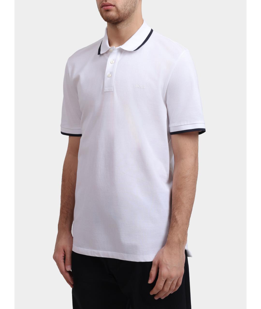 HUGO BOSS Белое хлопковое поло с коротким рукавом, фото 3