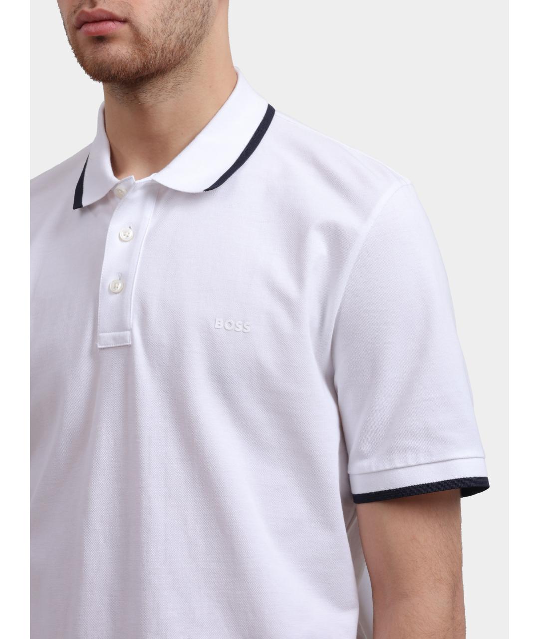 HUGO BOSS Белое хлопковое поло с коротким рукавом, фото 4