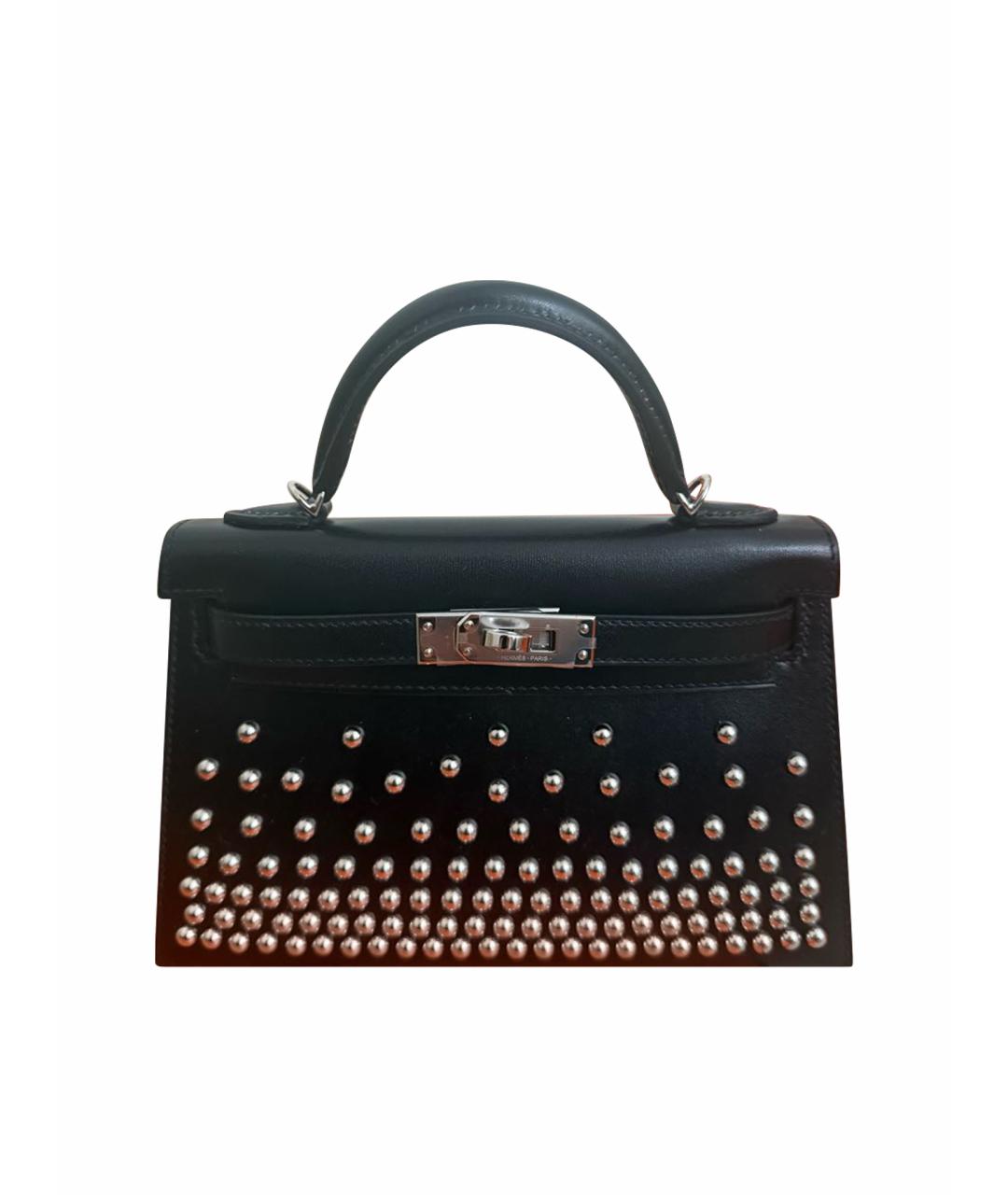 HERMES Черная кожаная сумка с короткими ручками, фото 9