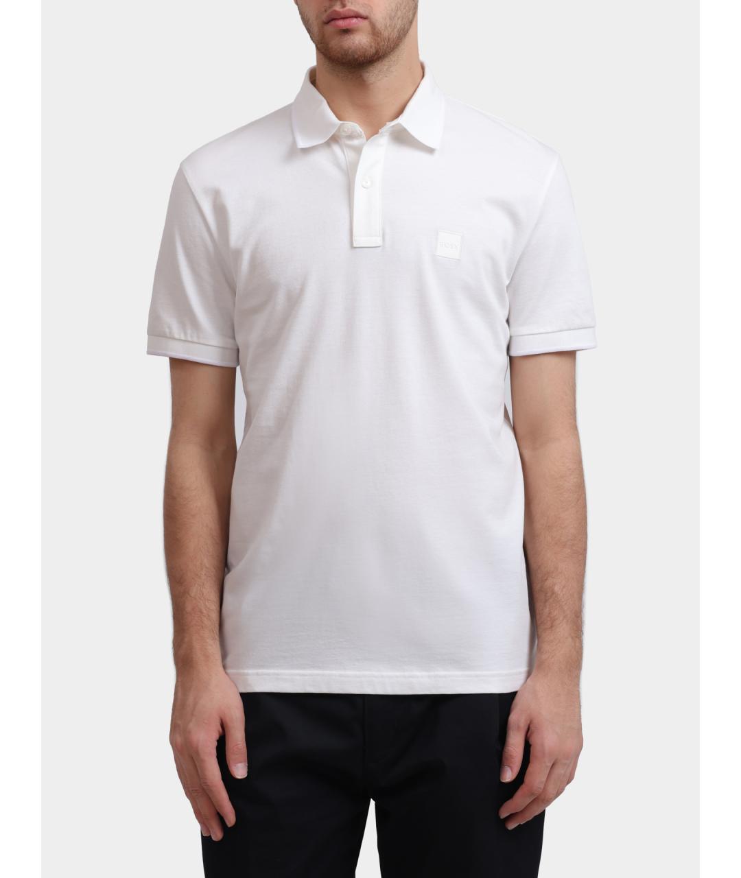 HUGO BOSS Белое хлопковое поло с коротким рукавом, фото 6