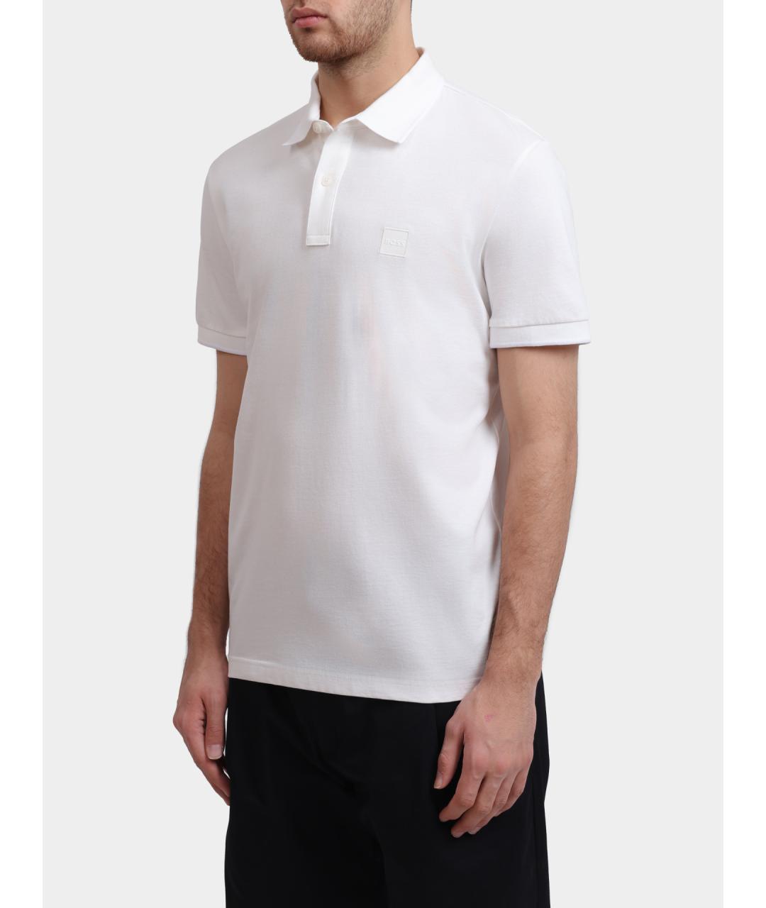 HUGO BOSS Белое хлопковое поло с коротким рукавом, фото 3