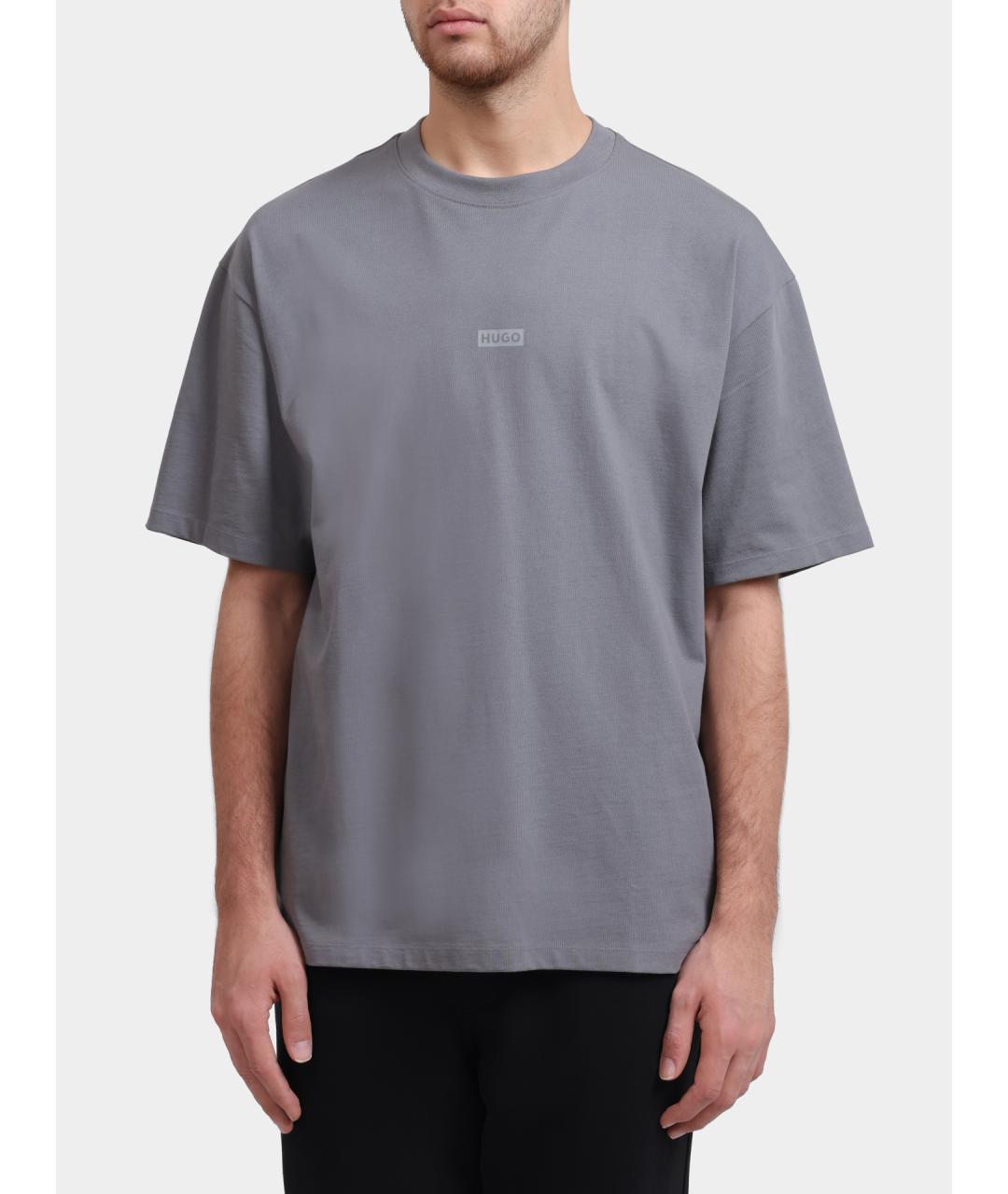 HUGO Серая хлопковая футболка, фото 6